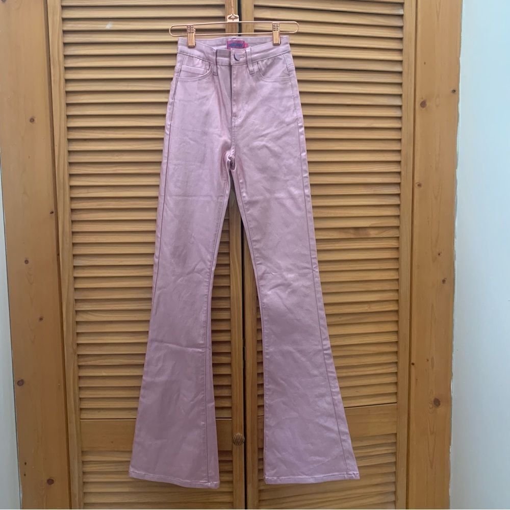 Edikted Pink Pleather high rise Jeans size XS